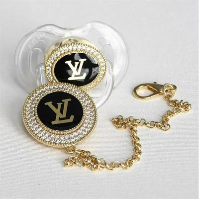 Bling Swarovski Crystal Louis Vuitton Inspired Fashion Glam Pacifier Image 1