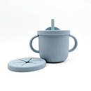 Primo Passi - Silicone Carrot Freezer + Food Feeder + Spoon 2-Pack + Suction Bowl + Suction Plate + Training Cup And Snack Cup - Dusty Blue