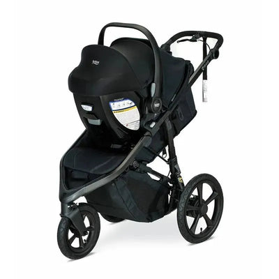Wayfinder Universal Infant Car Seat Adapter attached to a black stroller, designed for infant transportation.