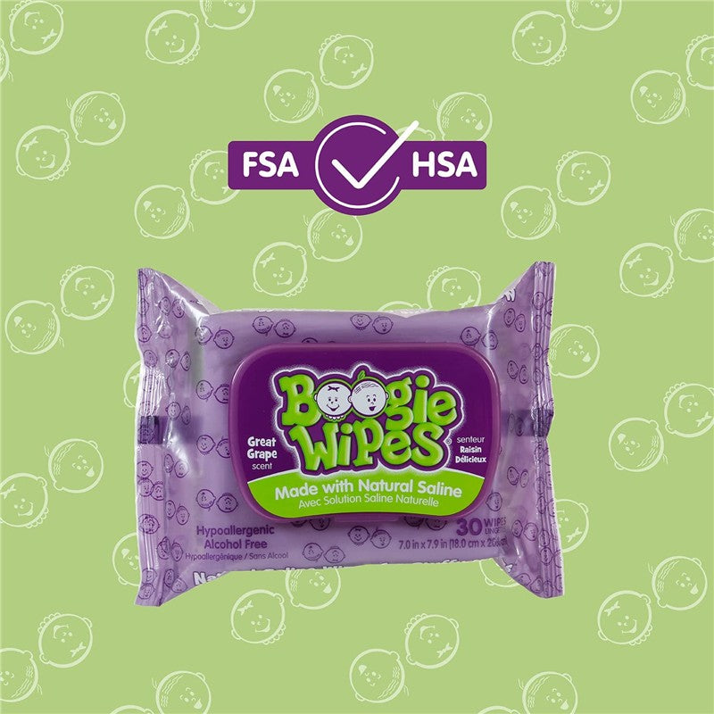 Boogie Wipes - 30Ct Saline Nose Wipes, Grape Image 3