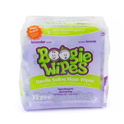 Boogie Wipes Natural Saline, Lavender scent, gentle saline nose wipes 90 count, alcohol-free and hypoallergenic.