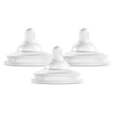 Boon 3-pack Nursh Curve bottle nipples, slow flow, featuring a soft, white silicone design for easy feeding.