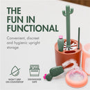 Boon Cacti Bottle Cleaning Brush Set with cactus-shaped brushes and holder for hygienic storage; dishwasher safe.