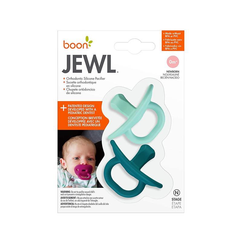 Boon Jewl Orthodontic Pacifier, Stage 1 Newborn 0+ Silicone Pacifier, Pack of 2, Blue Image 2