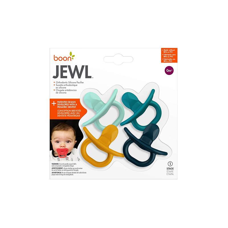 Boon Jewl Orthodontic Pacifier, Stage 1 Newborn+ Silicone Pacifier, Pack of 4, Blue Image 3