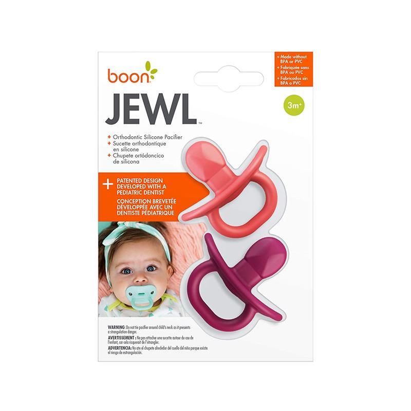 Boon Jewl Orthodontic Pacifier, Stage 2, 3 months + Silicone Pacifier, Pack of 2, Pink Image 2