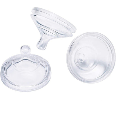 Three Boon NURSH slow flow silicone baby bottle nipples in clear translucent material