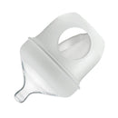 Light gray Boon NURSH silicone pouch bottle, 4 oz, featuring a soft spout and convenient handle for easy feeding.