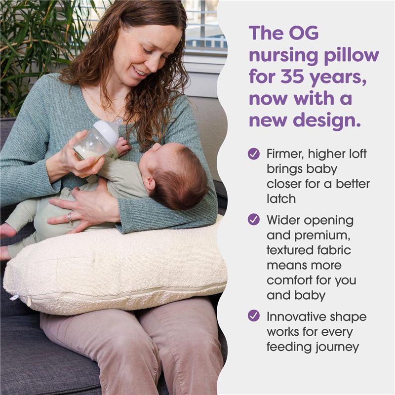 Boppy - Nursing Pillow with Luxe Fabric Cover, Oatmeal Boucle Image 3