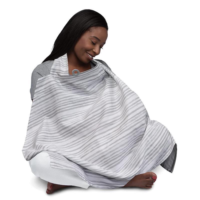 Boppy - Nursing Cover for Breastfeeding, Gray Watercolor Stripes Image 1