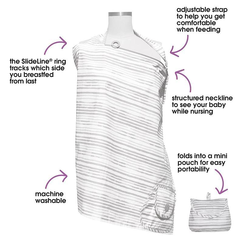 Boppy - Nursing Cover for Breastfeeding, Gray Watercolor Stripes Image 2
