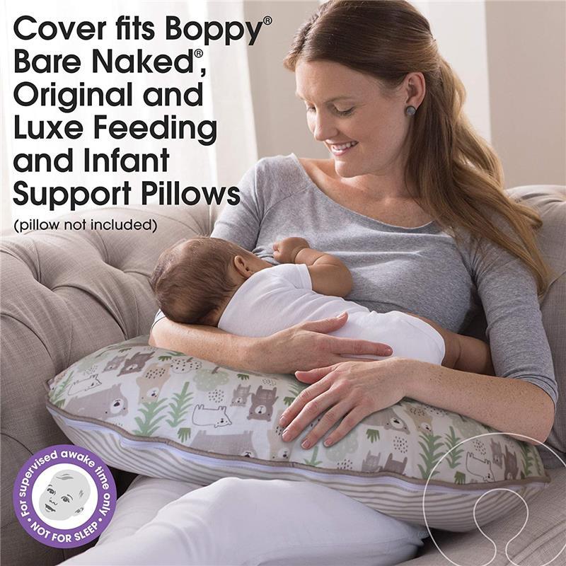 Boppy Pillow Slipcover Organic Cotton, Taupe Bear Family Image 7