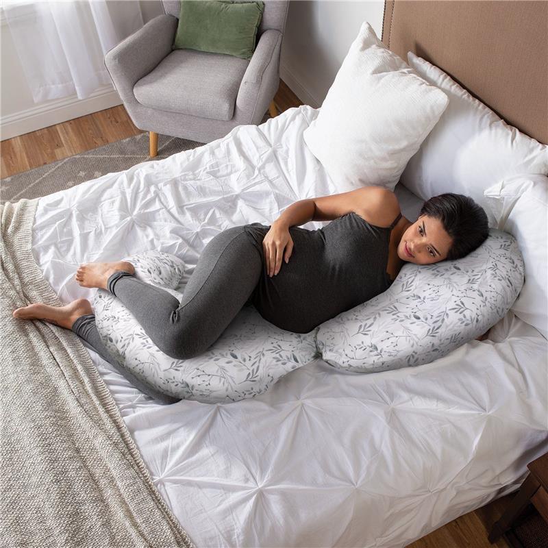 Boppy - Slipcovered Total Body Pregnancy Pillow, Gray Scattered Leaves Image 9