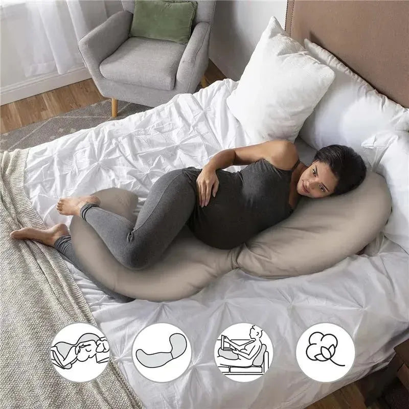 Boppy Total Body Pregnancy Pillow with Organic Cotton, Biscuit