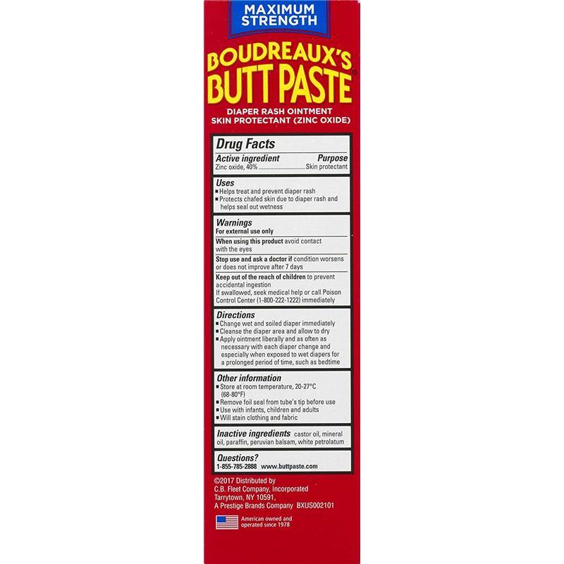 Boudreaux's Butt Paste Diaper Rash Ointment | Maximum Strength | 4 oz. Tube Image 2