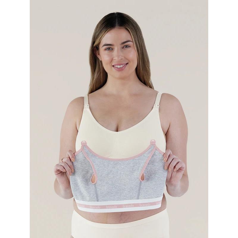 Bravado Designs Clip and Pump Hands-Free Nursing Bra Accessory, Dove Heather - THE BREAST PUMP IS NOT INCLUDED Image 2