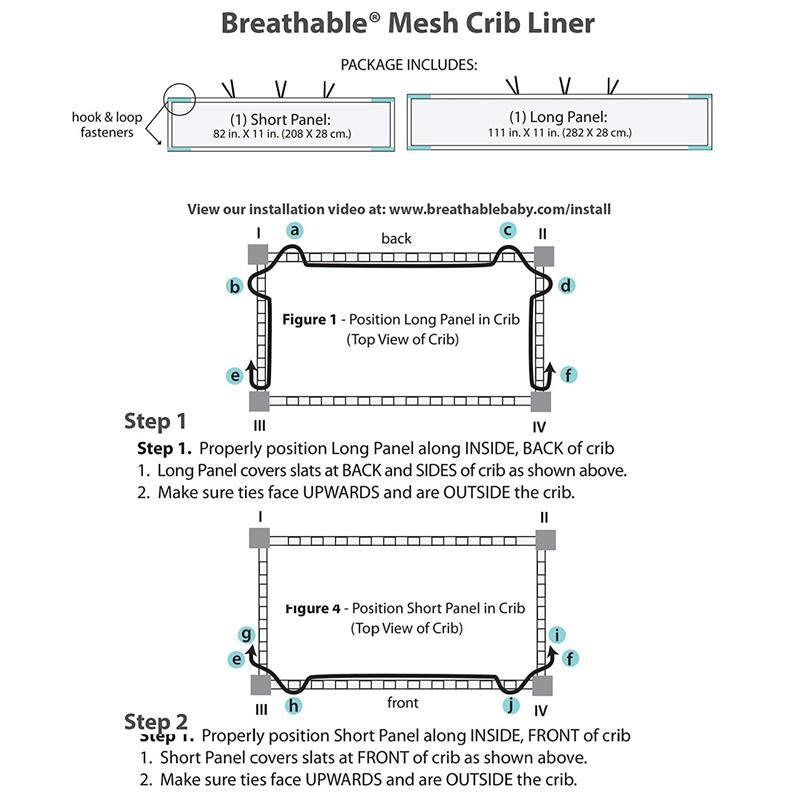BreathableBaby Breathable Mesh Printed Crib Liner - Gray Chevron