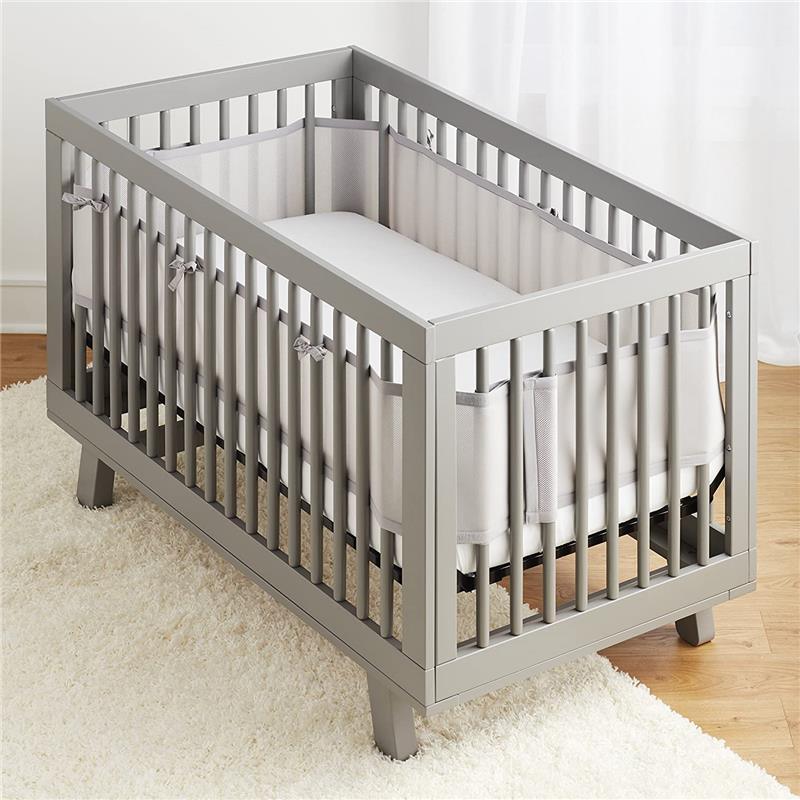 BreathableBaby - Classic Breathable Mesh Crib Liner, Gray Image 10