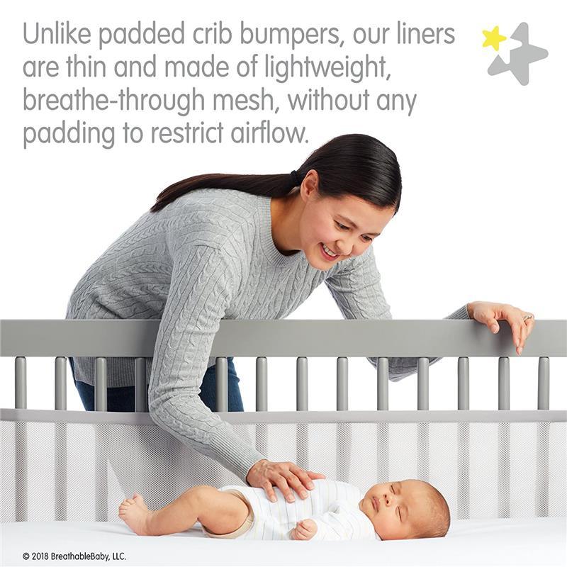 BreathableBaby - Classic Breathable Mesh Crib Liner, Gray Image 3