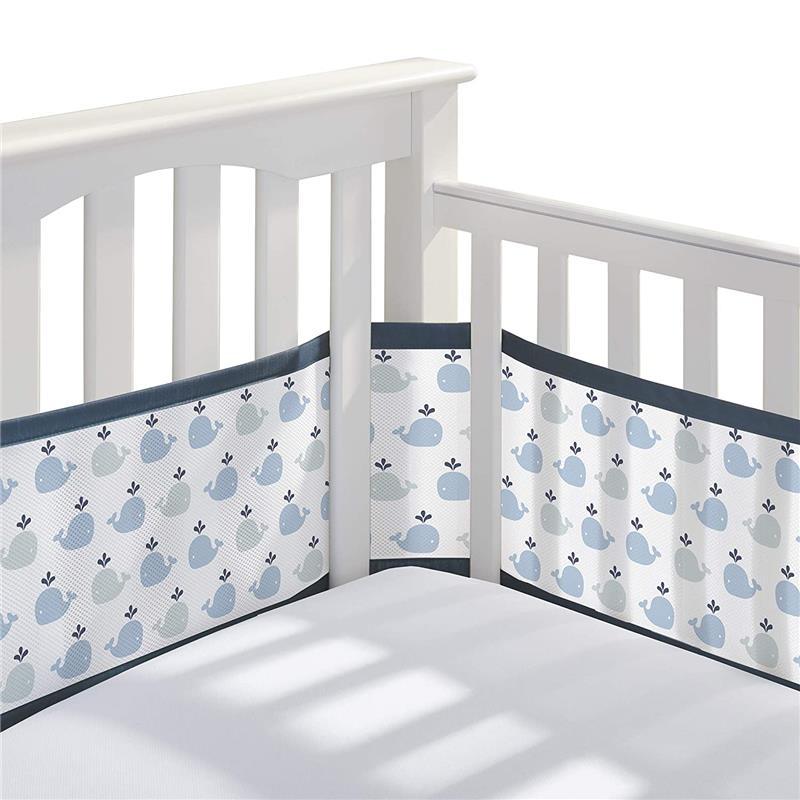 BreathableBaby - Classic Breathable Mesh Crib Liner, Little Whale Navy Image 1