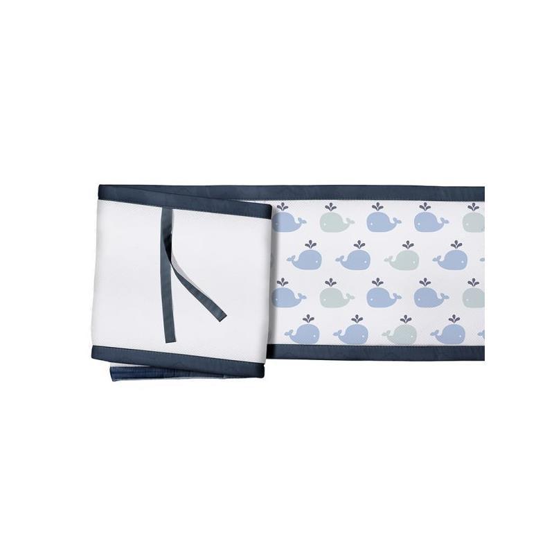 BreathableBaby - Classic Breathable Mesh Crib Liner, Little Whale Navy Image 5
