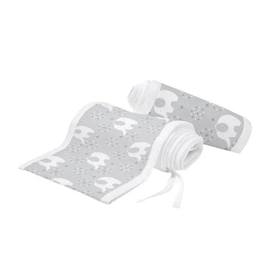 Classic Breathable Mesh Crib Liner in gray with elephant pattern, designed to provide a safe sleeping environment for infants.