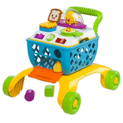 Kids II - Bright Starts Giggling Gourmet 4-in-1 Shop ‘n Cook Walker Shopping Cart Push Toy Image 1