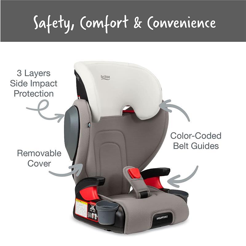 Britax - Highpoint 2-Stage Belt Positioning Booster Car Seat, Gray Ombre Image 8