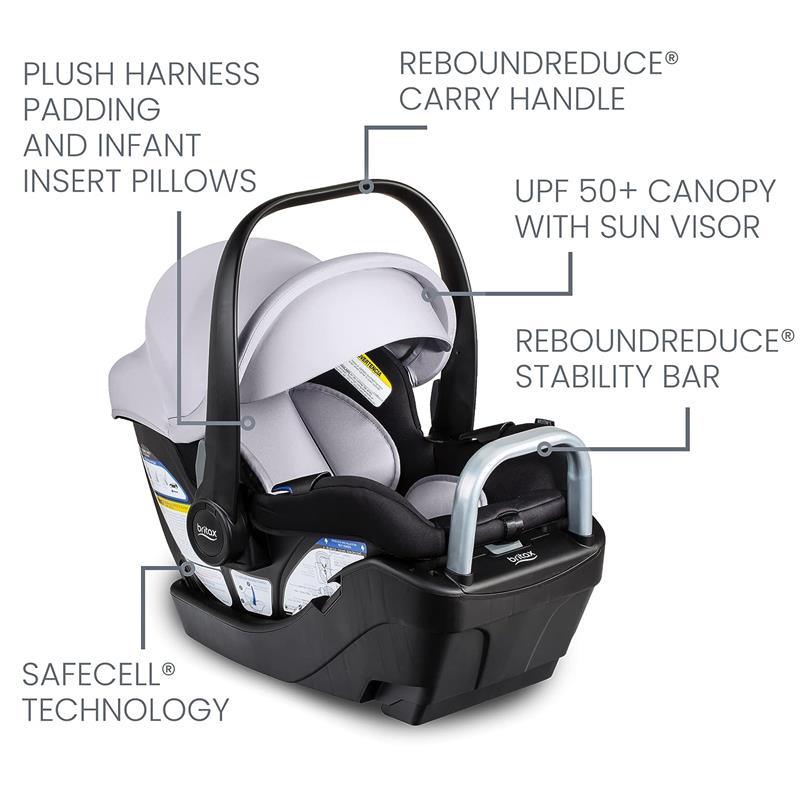 Britax - Willow S Infant Car Seat with Alpine Anti-Rebound Base, Glacier Onyx Image 3