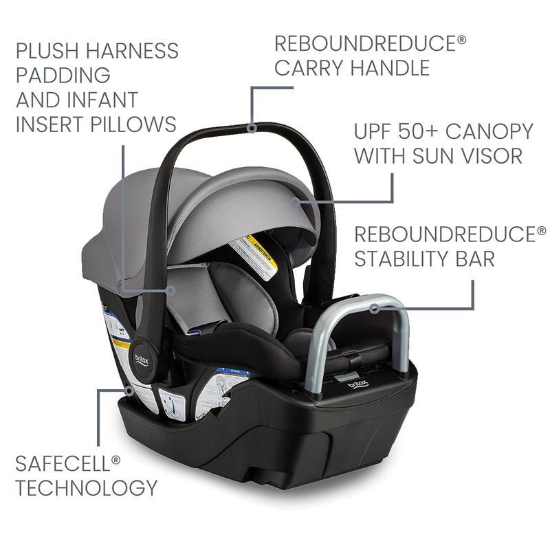 Britax - Willow S Infant Car Seat with Alpine Anti-Rebound Base, Graphite Onyx Image 3