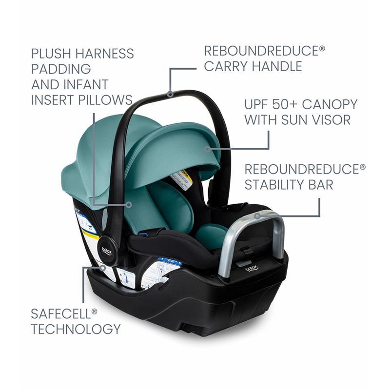 Britax - Willow S Infant Car Seat with Alpine Anti-Rebound Base, Jade Onyx Image 3