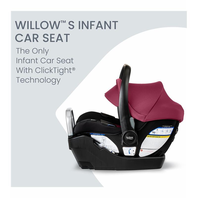 Britax - Willow S Infant Car Seat with Alpine Anti-Rebound Base, Ruby Onyx Image 2