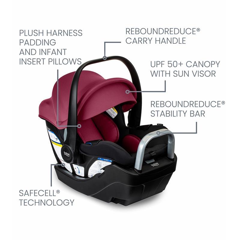 Britax - Willow S Infant Car Seat with Alpine Anti-Rebound Base, Ruby Onyx Image 3