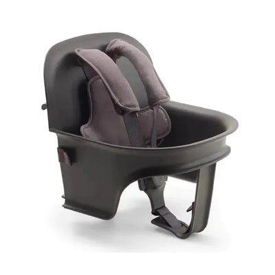 Bugaboo Giraffe high chair baby set in grey, featuring a comfortable padded seat and safety harness.