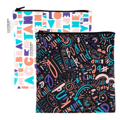 Bumkins 2Pk Reusable Sandwich & Snack Bags, Born This Way Kindness Image 1