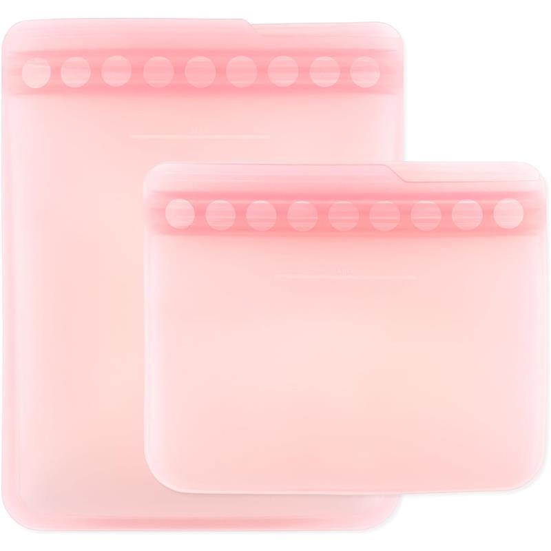 Bumkins - 2Pk Silicone Flat Reusable Bag, Pink Image 1