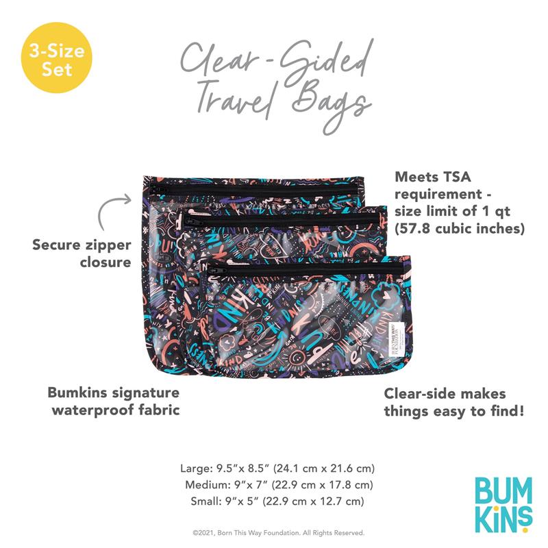 Bumkins 3Pk Born This Way Foundation Clear Travel Bag, Channel Kindness Image 5