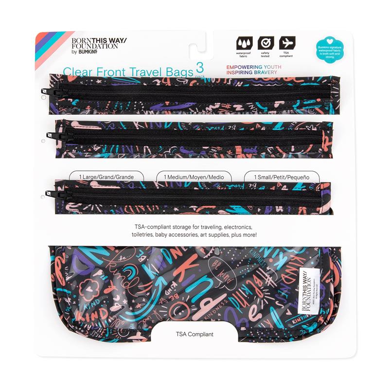 Bumkins 3Pk Born This Way Foundation Clear Travel Bag, Channel Kindness Image 6