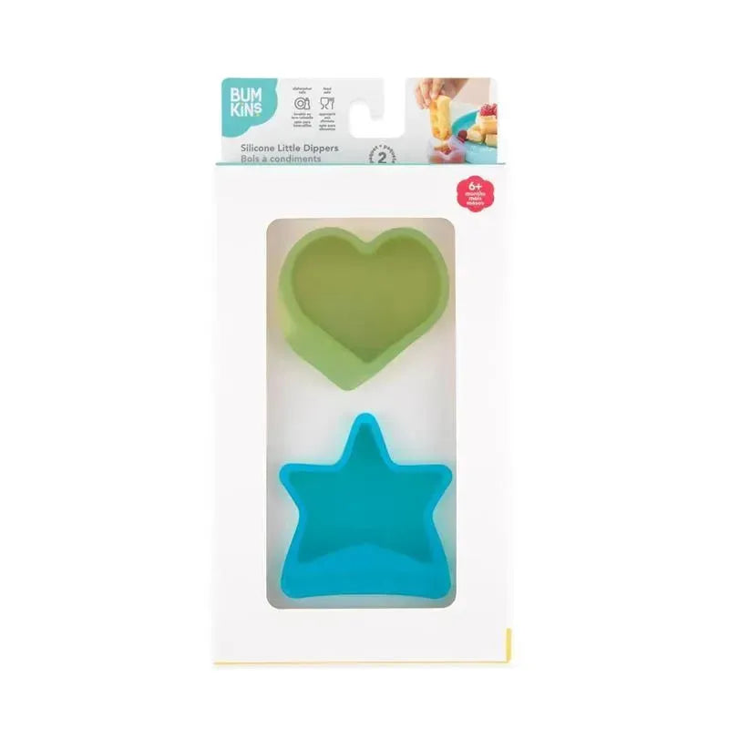 Bumkins - Baby Silicone Little Dippers, Attaches to Bowls, Dishes and Plates, 2 Pack, Aqua Jelly Image 3