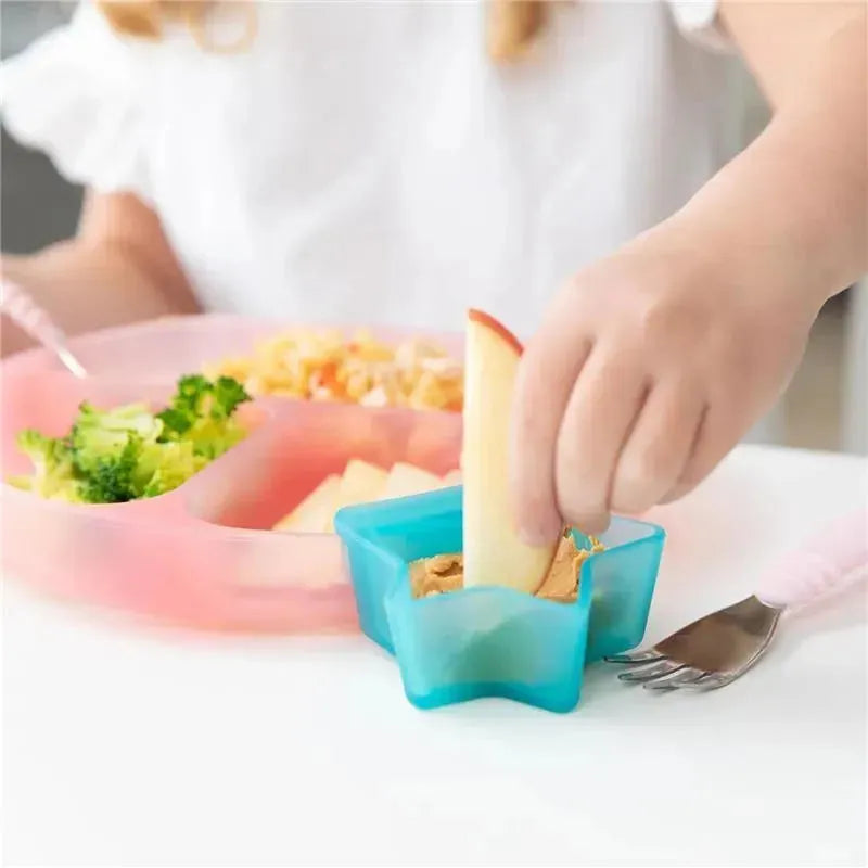 Bumkins - Baby Silicone Little Dippers, Attaches to Bowls, Dishes and Plates, 2 Pack, Aqua Jelly Image 4