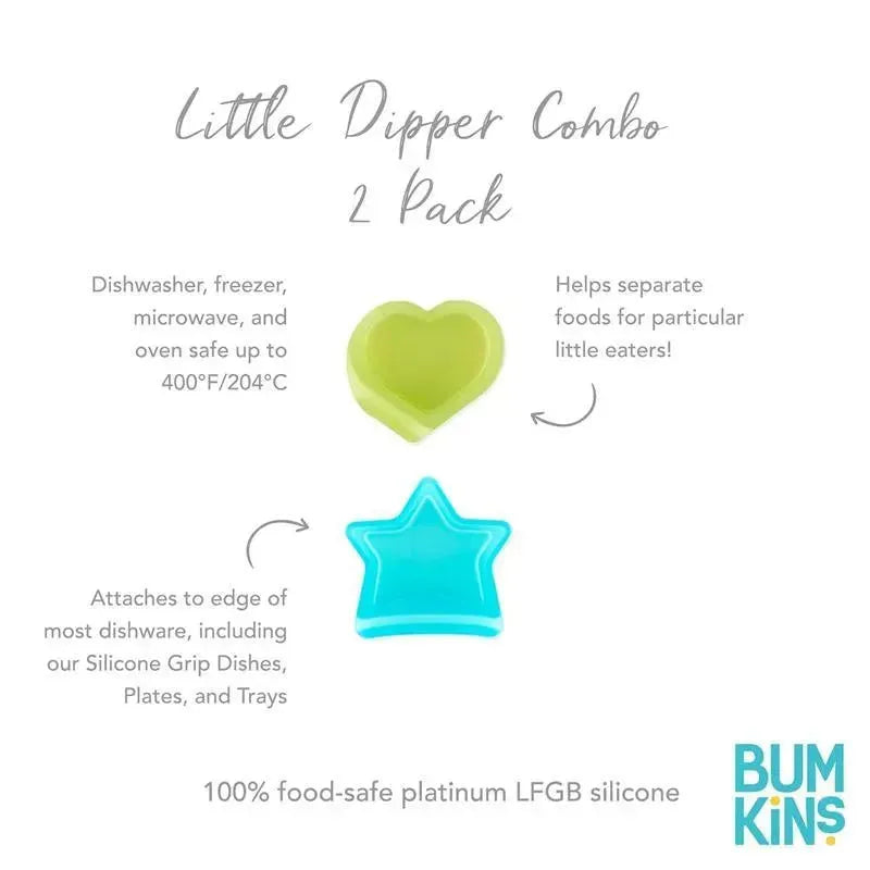 Bumkins - Baby Silicone Little Dippers, Attaches to Bowls, Dishes and Plates, 2 Pack, Aqua Jelly Image 6