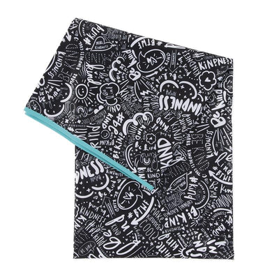 Bumkins Baby Splat Mat for Under High Chair, Born This Way Be Kind Black Image 1
