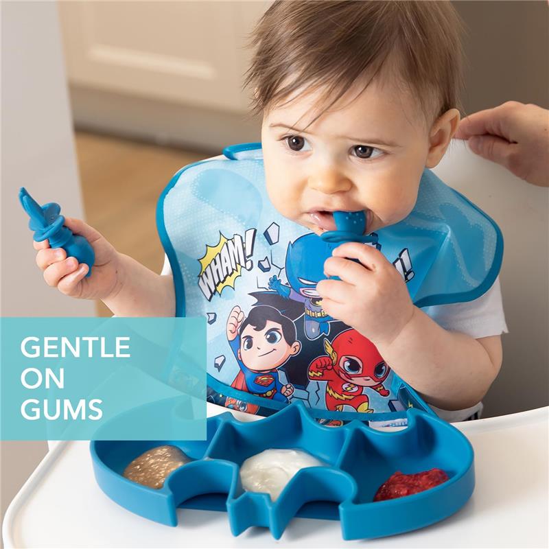 Bumkins Baby Utensils Set, Chewtensils Silicone Spoons for Dipping, Batman Blue Image 3