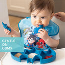 Bumkins Baby Utensils Set, Chewtensils Silicone Spoons for Dipping, Batman Blue Image 3