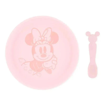 Bumkins - Disney Baby and Toddler Silicone Plate and Spoon Set, 6 Months Up, Minnie Mouse Image 1
