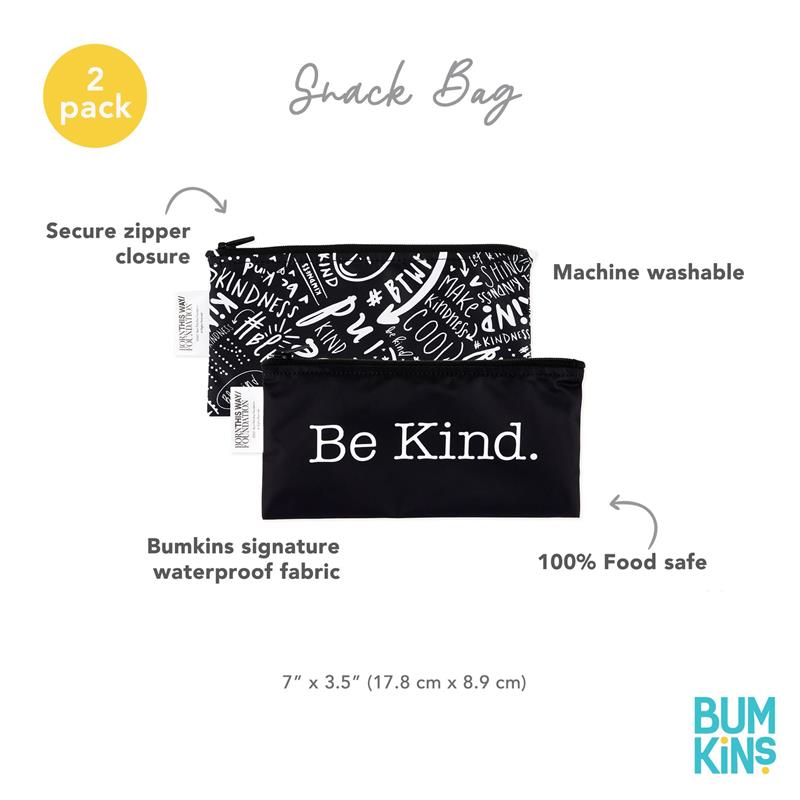 Bumkins Reusable Snack Bags, for Kids School Lunch and for Adults Portion, Washable Fabric, Waterproof Cloth Zip Bag, Supplies Travel Pouch, Food-S Image 5