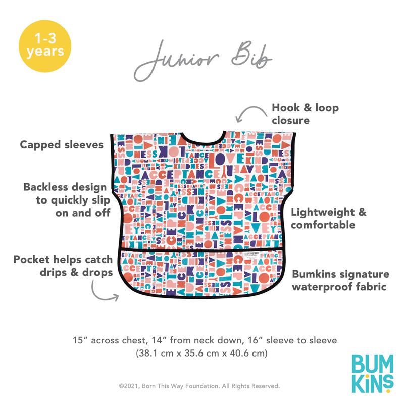 Bumkins Short Sleeve Bib Born This Way Kindness Image 5