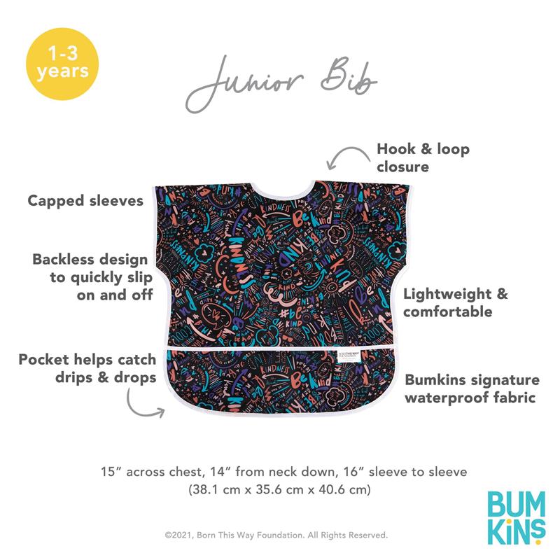 Bumkins Short Sleeve Bib for Toddler & Kids, Born This Way Image 5