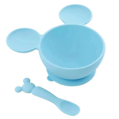 Bumkins - Silicone Feeding Set with Suction for Baby and Toddler, Mickey Mouse Light Blue Image 1