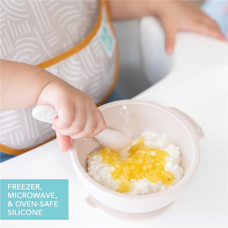 Bumkins Silicone First Feeding Set with Lid and Spoon - Sand Image 3